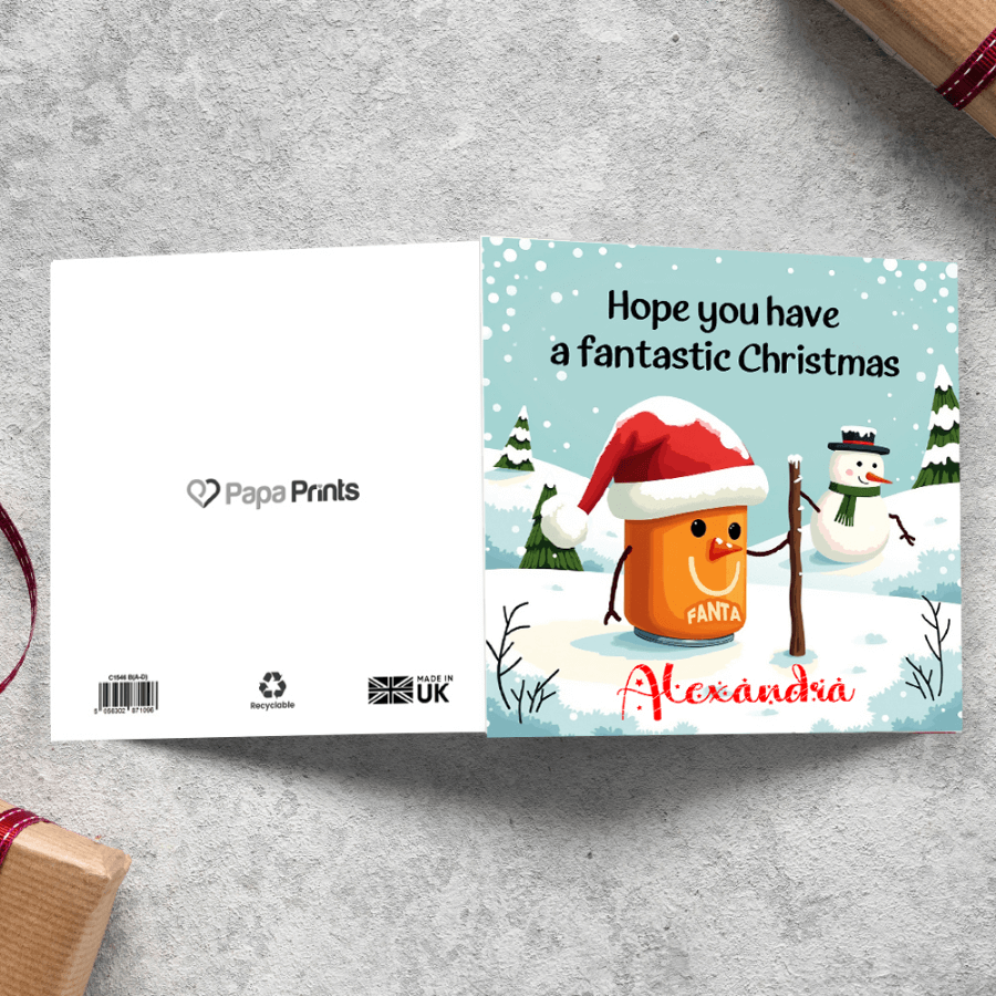 Humorous Christmas card for family with cartoon illustration