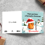 Humorous Christmas card for family with cartoon illustration