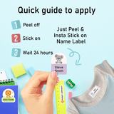 Multi size name stickers for kids clothes organisation