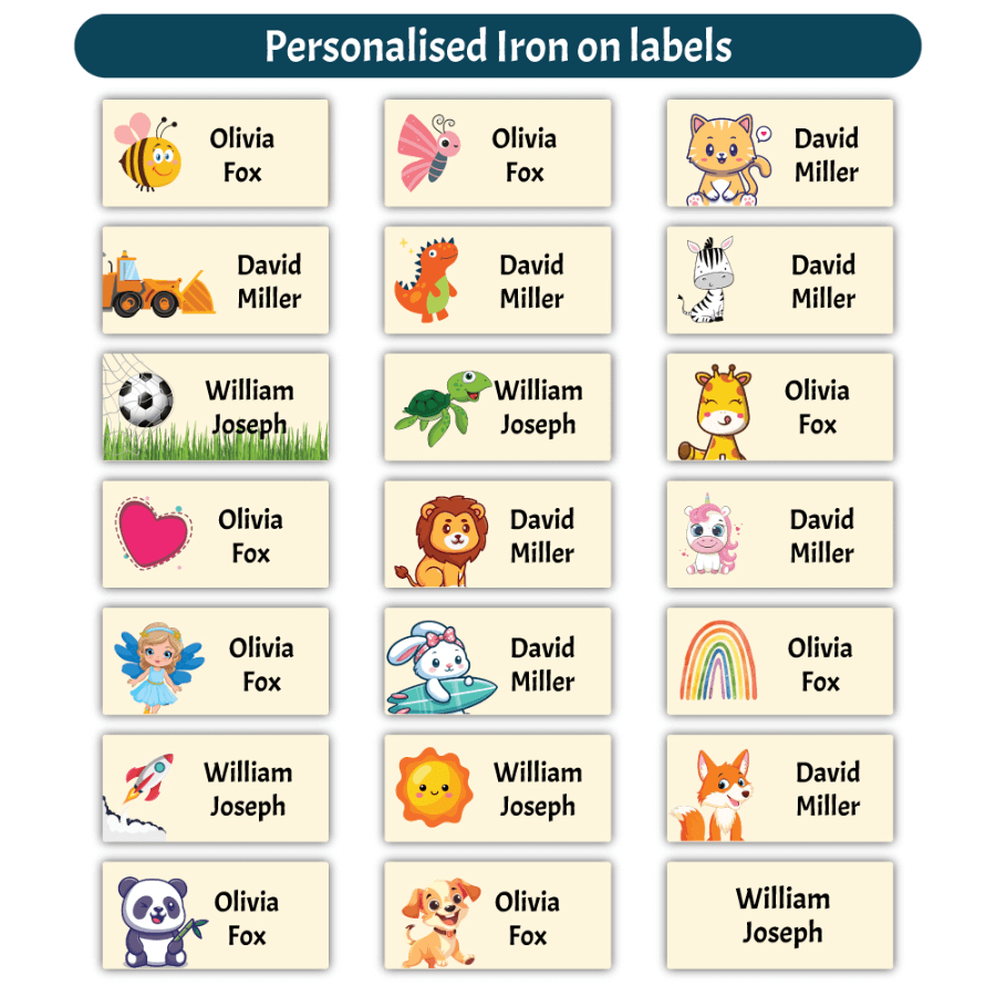 Iron-on labels for school