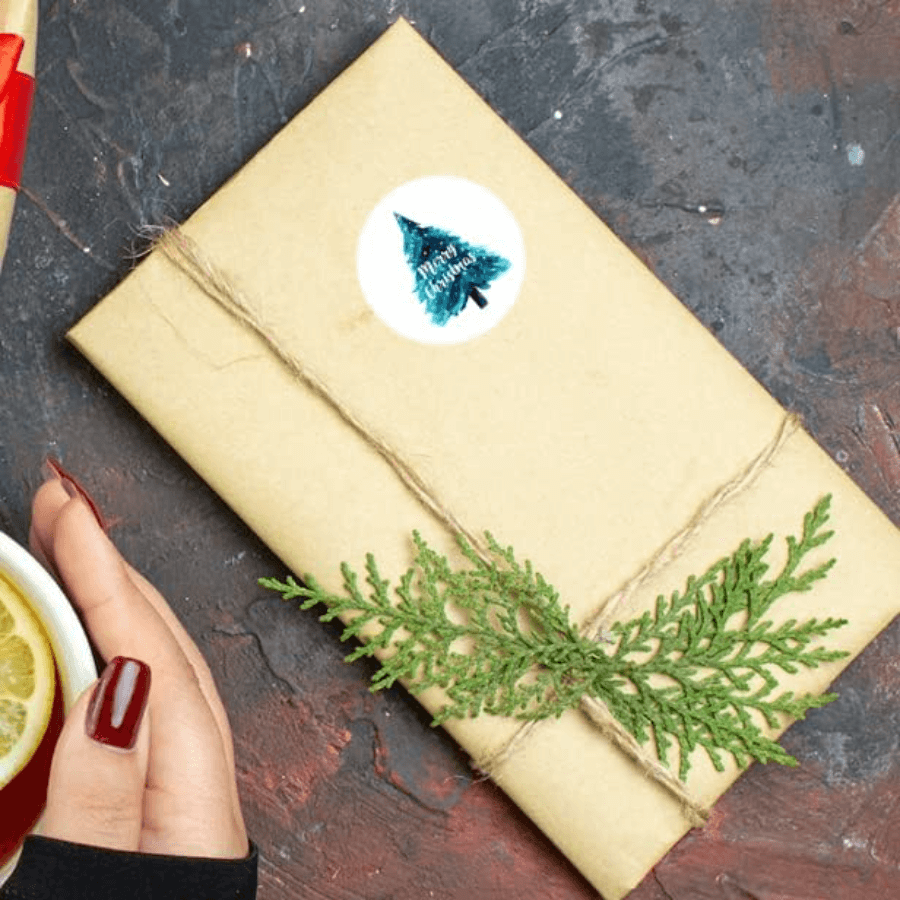 Christmas Presents Stickers - Round - Snow Tree