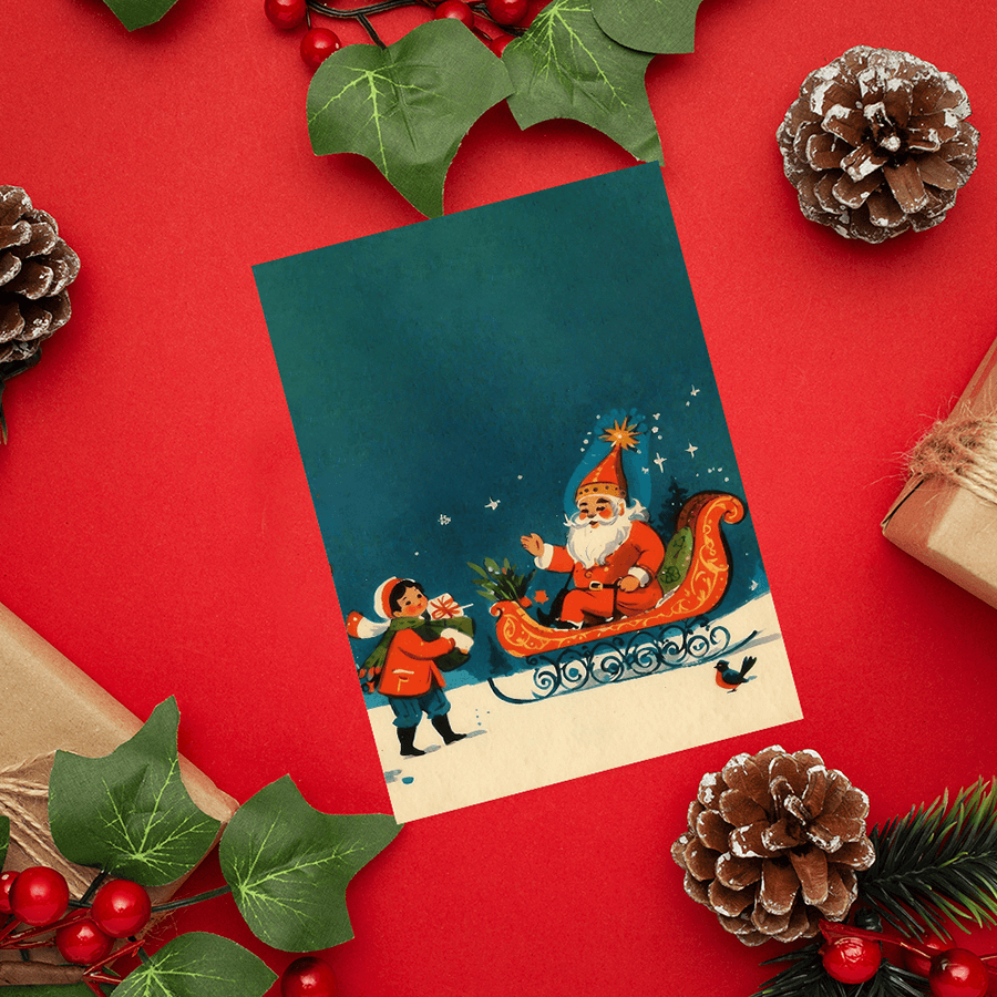 Santa Claus greeting card for Christmas wishes