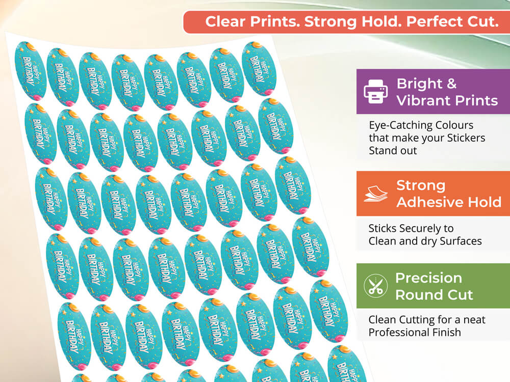 Personalised Logo Stickers - Oval - White Vinyl
