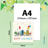 Children’s Monster Birthday Card with Envelope