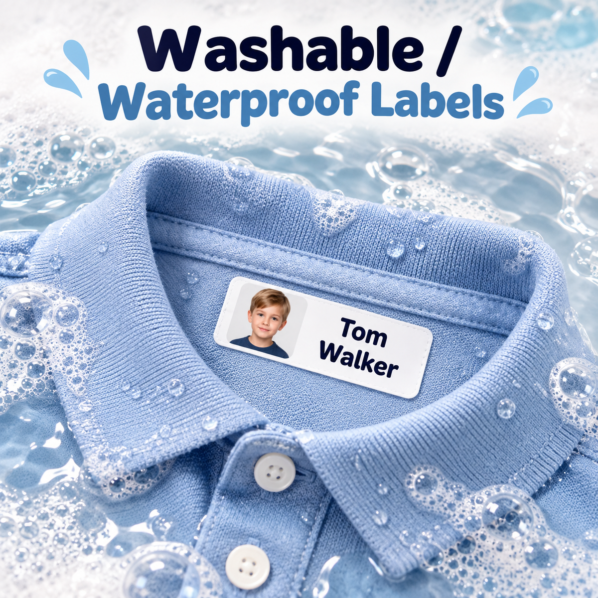 Iron-On Photo Name Labels – Designer Background