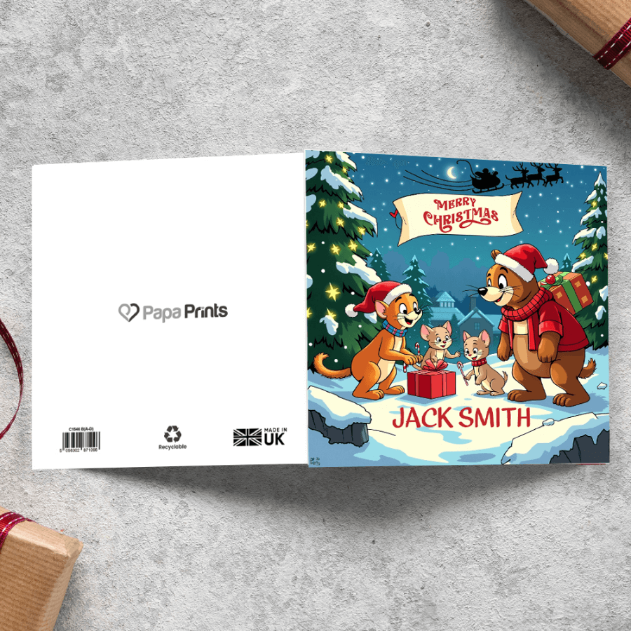 Cute animal Xmas Christmas card