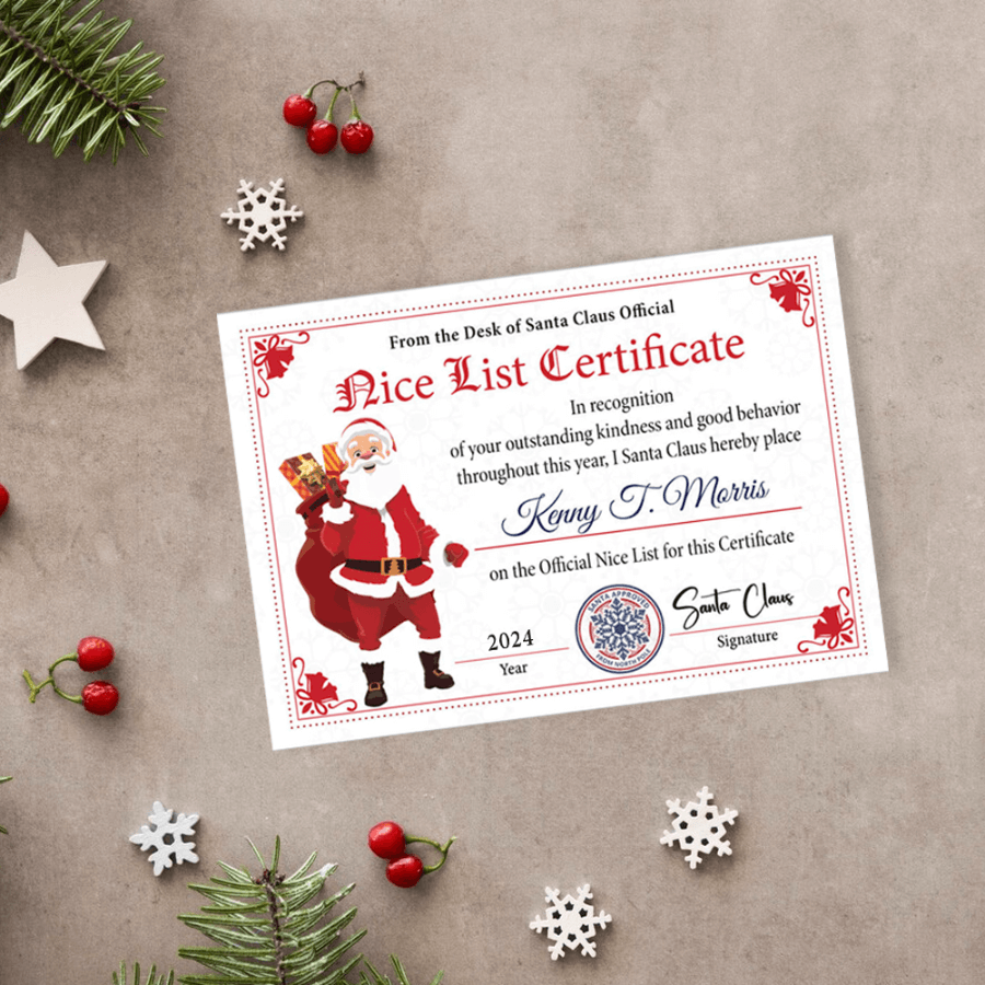 Kids Santa Nice List Certificate