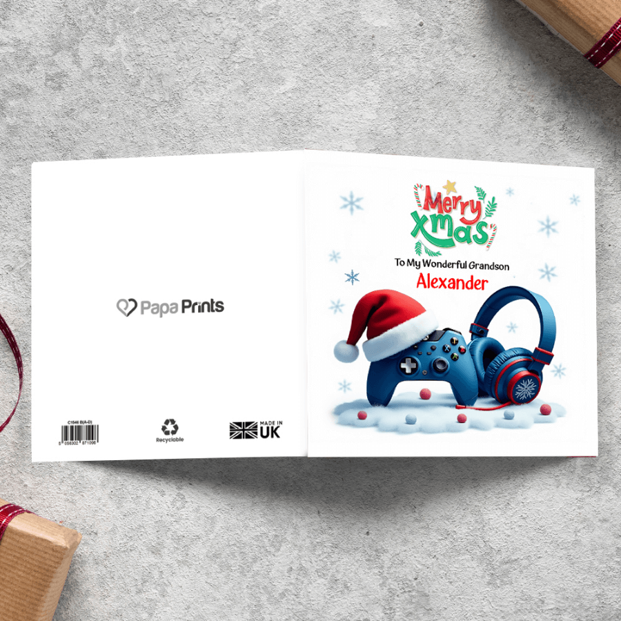 personalised christmas card for grandson who loves gaming