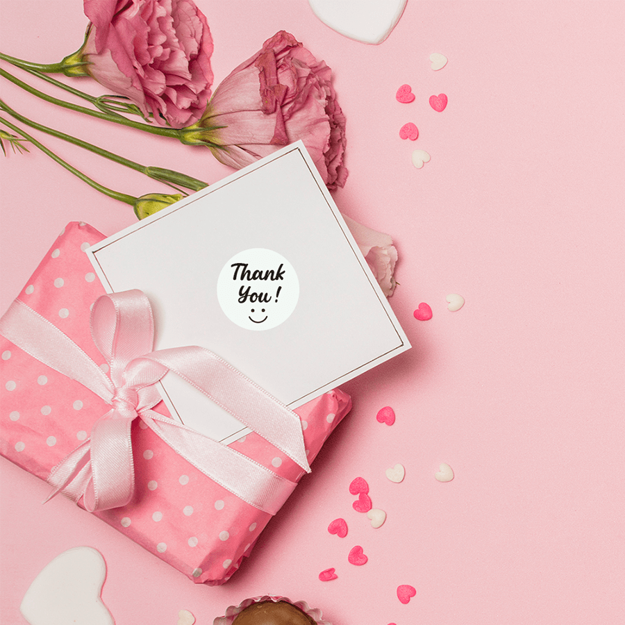 Thank You with Smiley & Heart Sticker