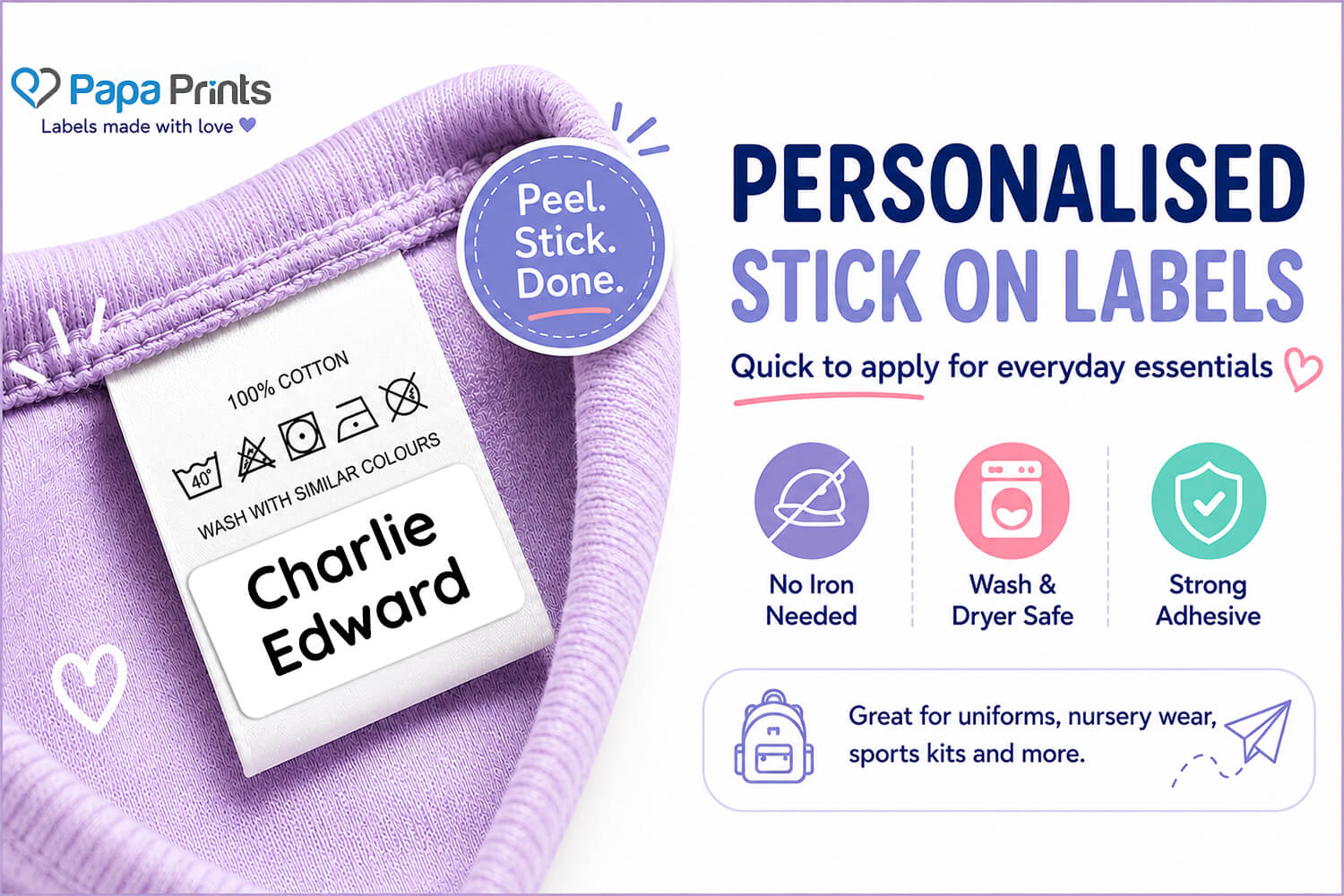 Stick On Clothing Label – Standard - Plain