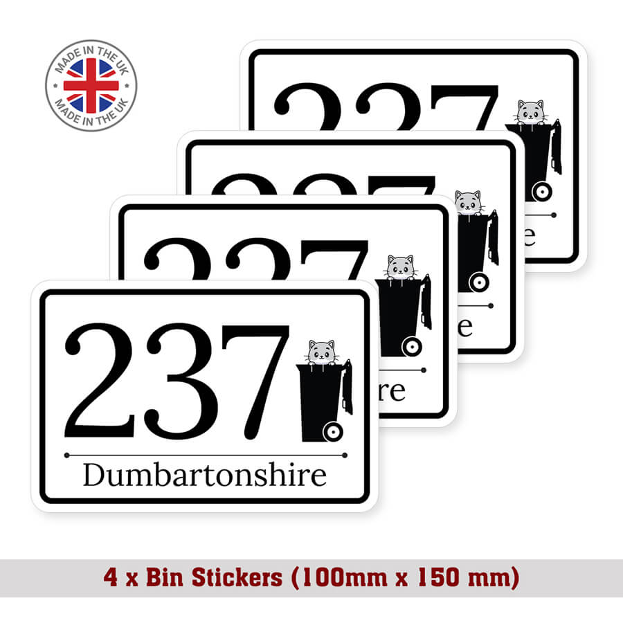 Custom Cat Design Wheelie Bin Stickers