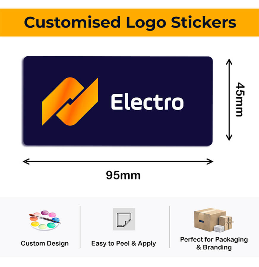 Custom company logo decals on white vinyl