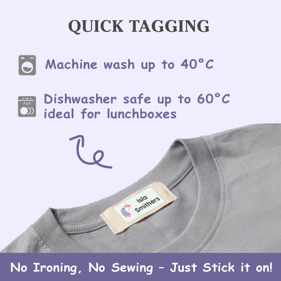 Waterproof clothing name labels for school and nursery
