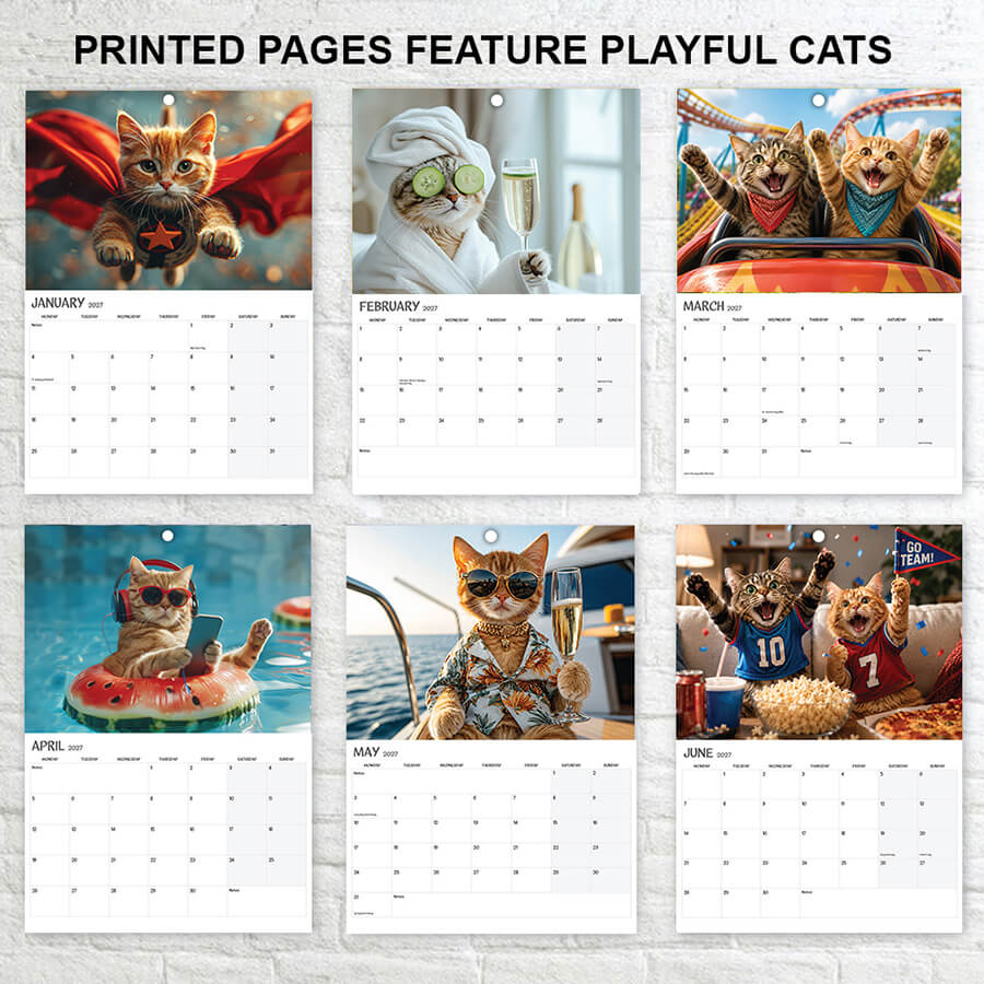 A3 Cat Calendar 2027 Featuring Cute Cats