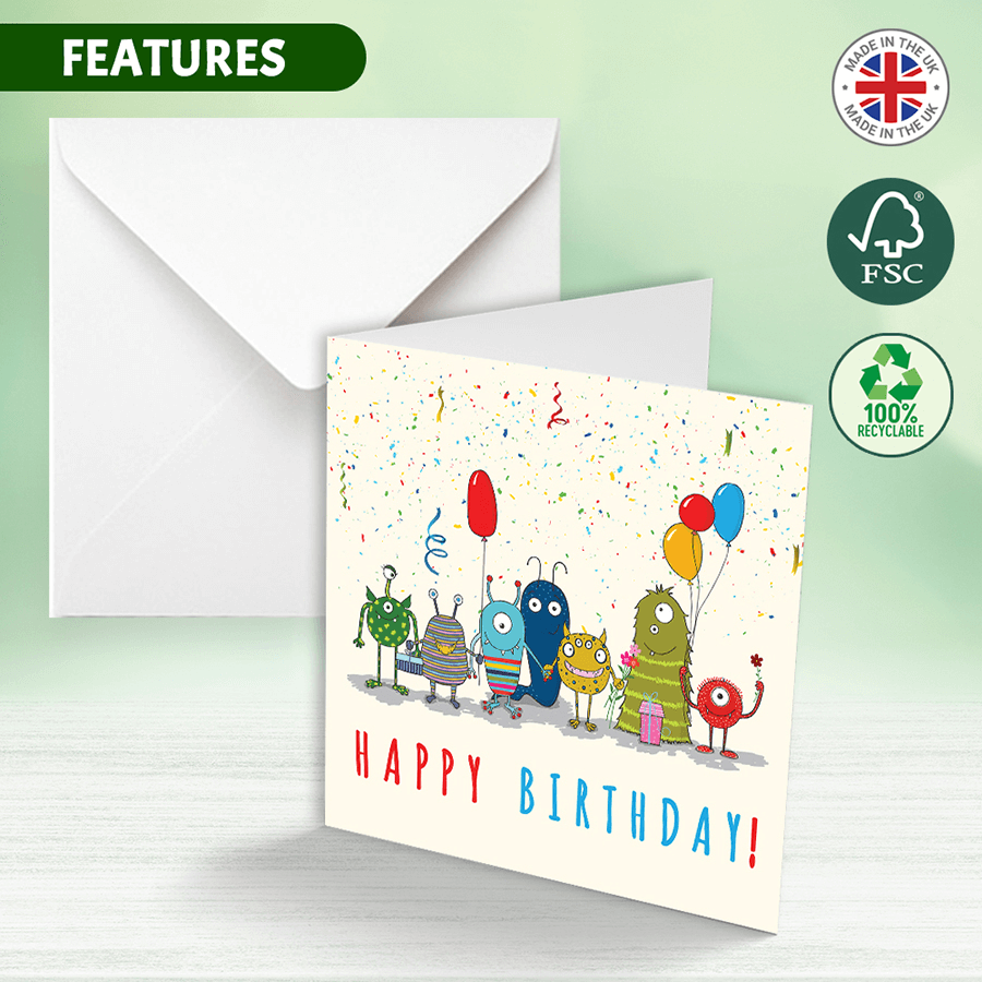 Colourful Monster Birthday Card for Boys