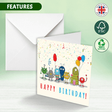Colourful Monster Birthday Card for Boys