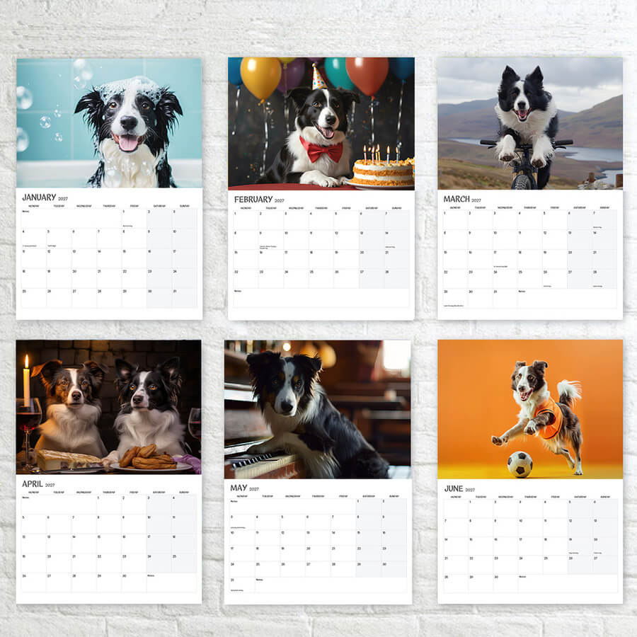 12-Month Border Collie Calendar 2027