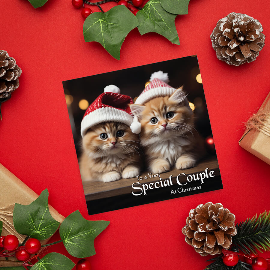 Christmas card with cats for couples