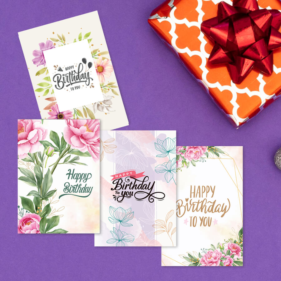 Blossoming Wishes Elegant Floral Birthday Greeting Cards Collection