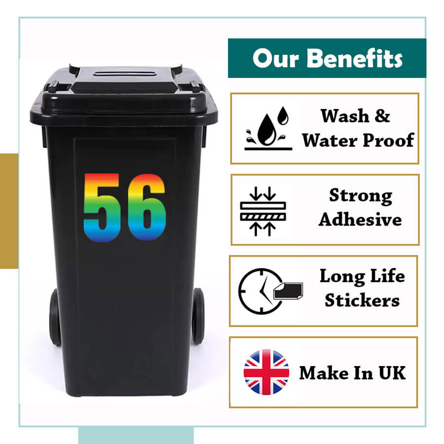 Trendy Rainbow Bin Number Stickers