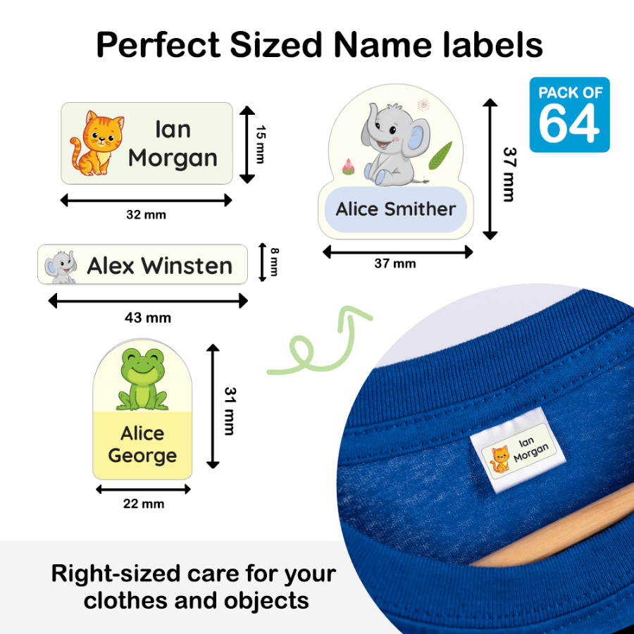 Stick on school labels for kids everyday clothes