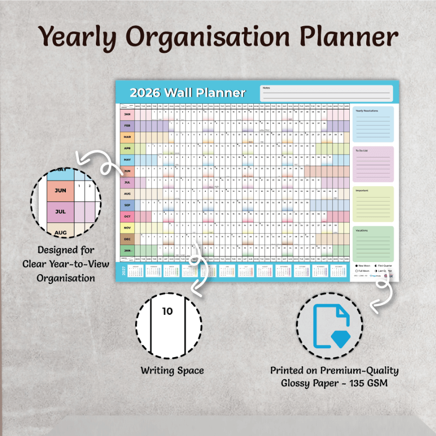 Wall Planner 2026 - A3 - Multicolours