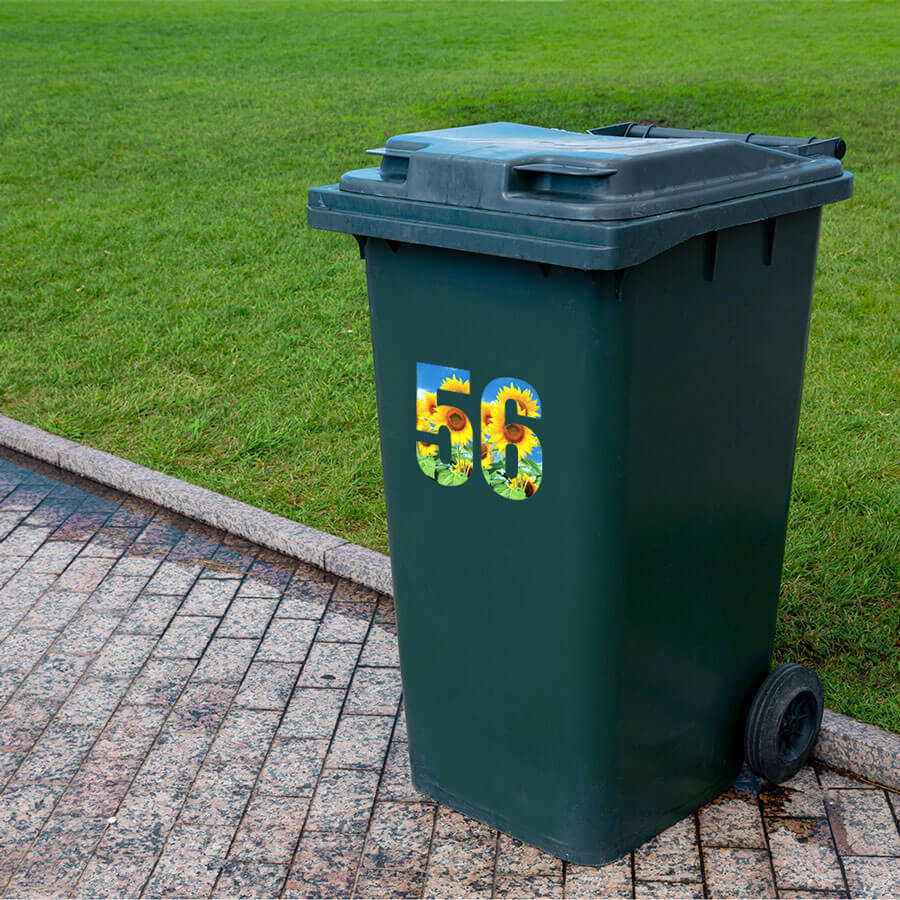 Waterproof Sunflower Stickers For Wheelie Bins