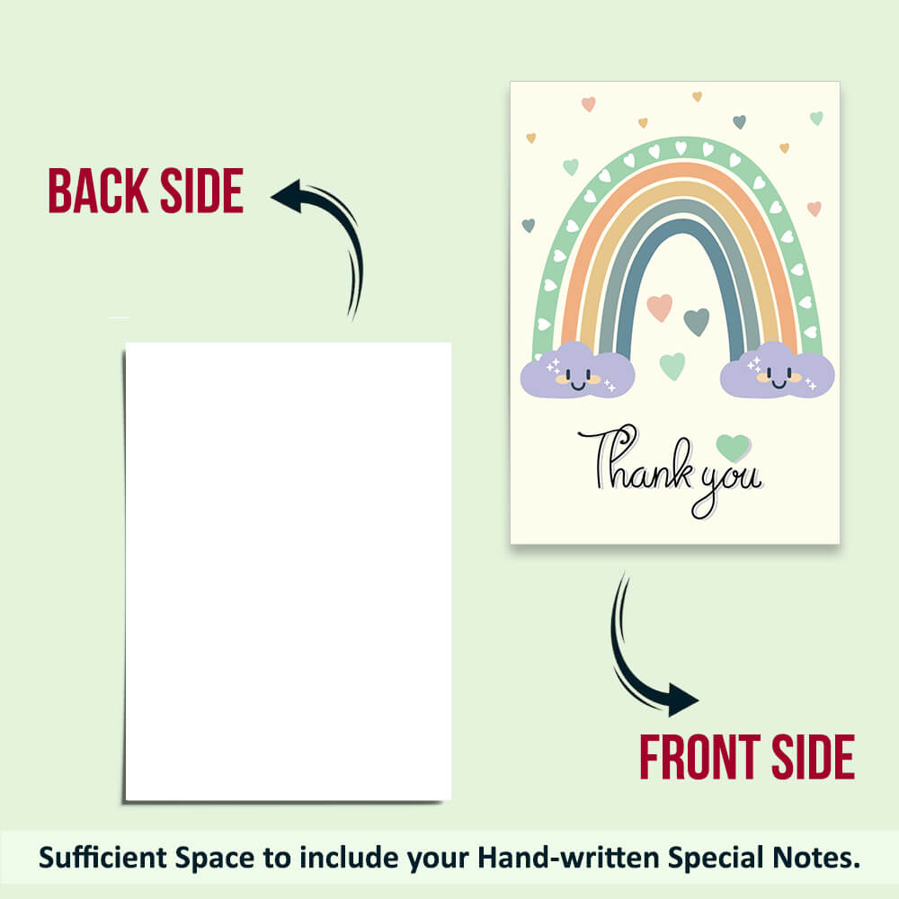 Rainbow Thank You Notes - Pack Of 24 - 8 Designs with Envelopes