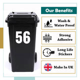 Plain White Wheelie Bin Stickers: Numbers Ranging from 0-9