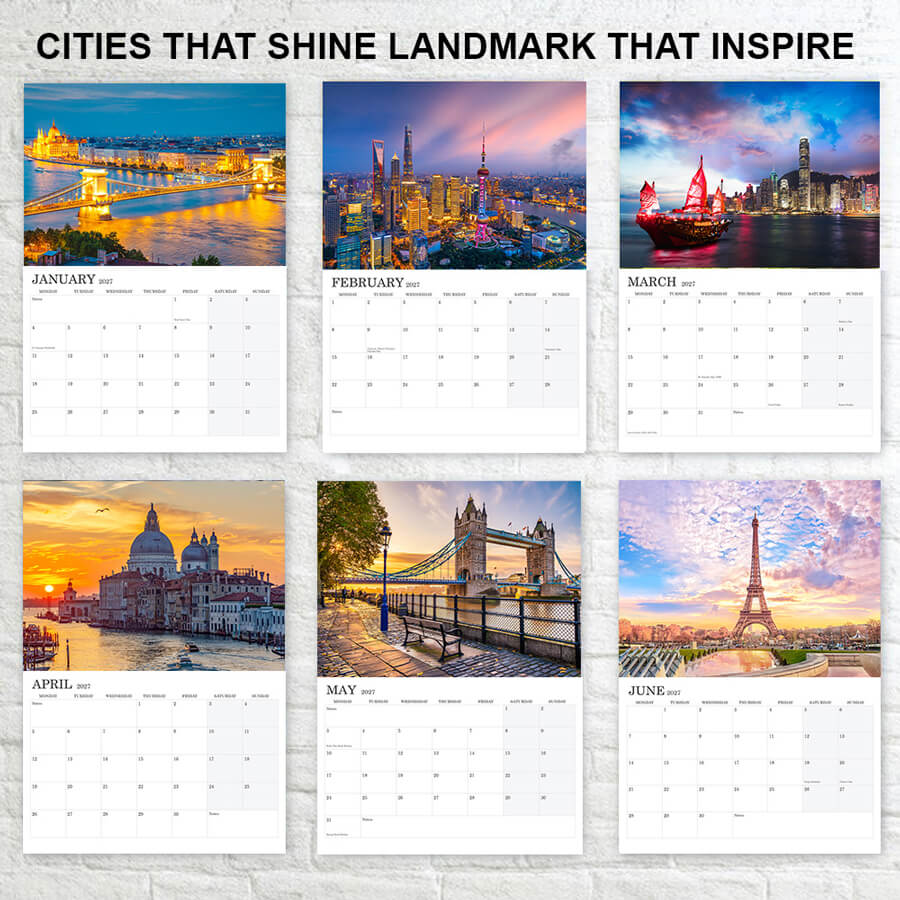 2027 World Cities Calendar - 12 Months - A3