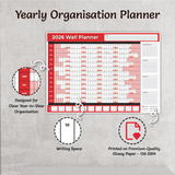 A3 2026 Red Theme Planner Wall Calendar with Notes Space