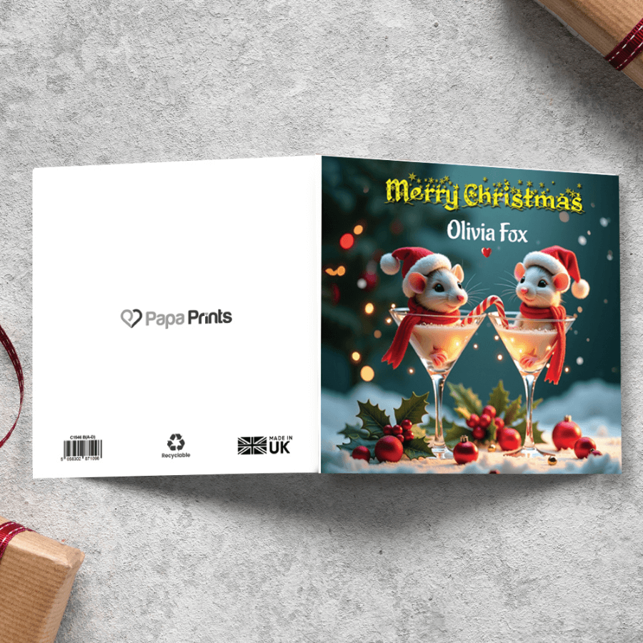 Festive Personalised Christmas Card with Matching Envelope