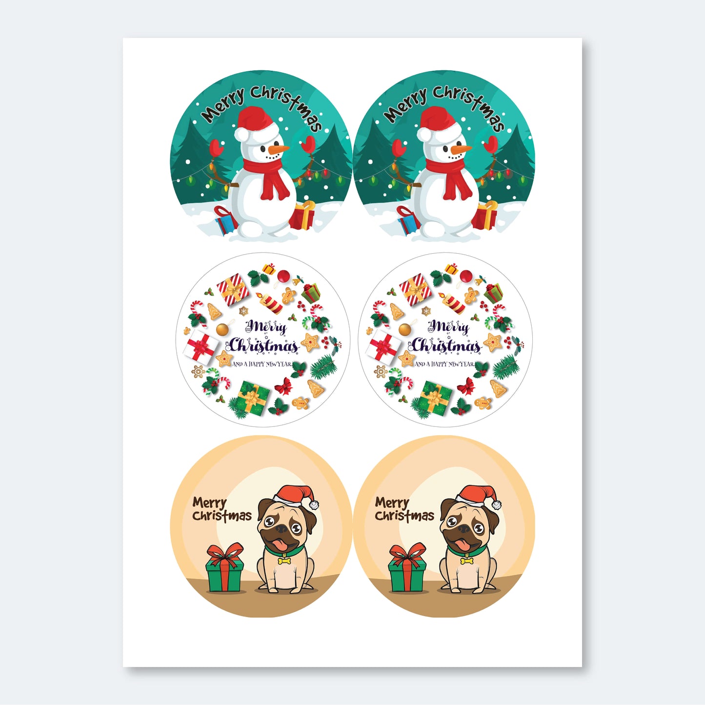 Festive Free Gift Labels for Christmas - 48 Stickers