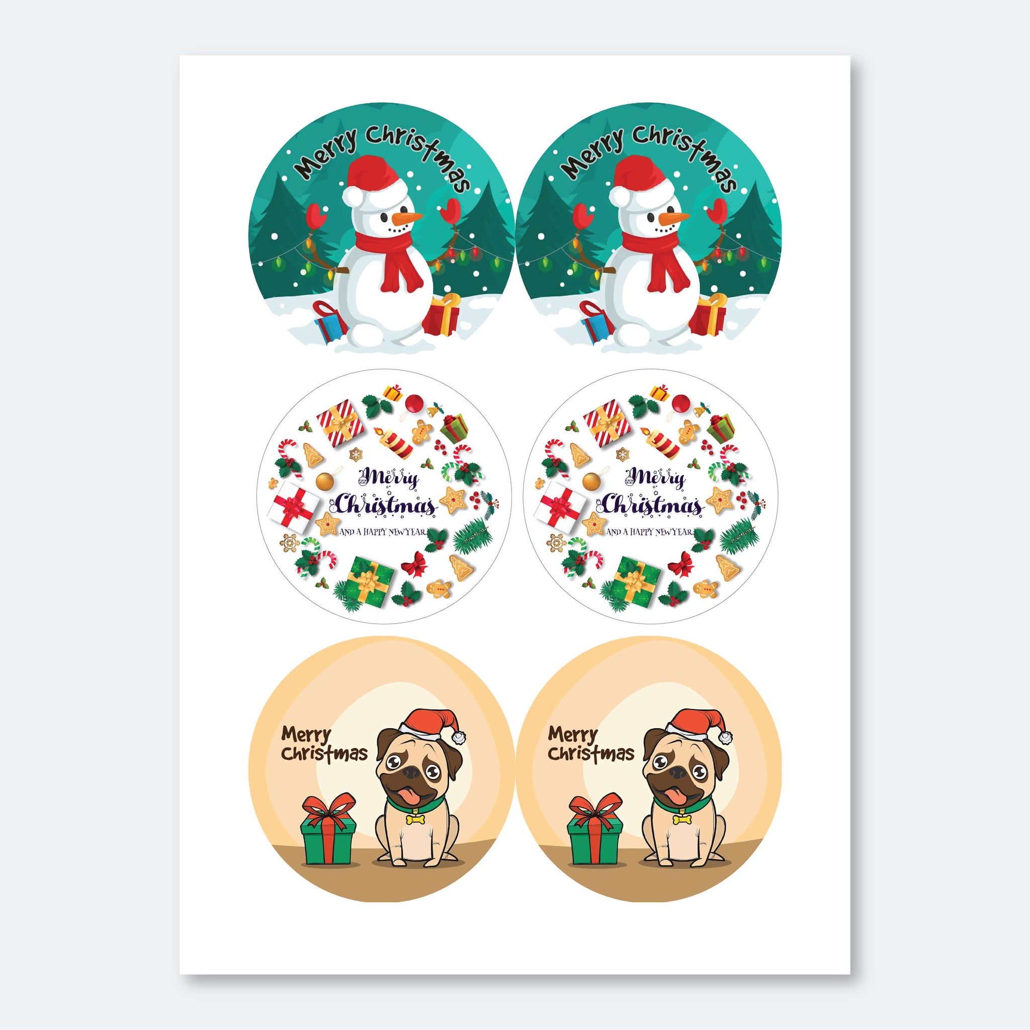 Festive Free Gift Labels for Christmas - 48 Stickers