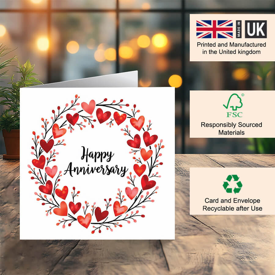 Anniversary Card with Red Hearts