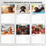 EACH PAGE SHOWS PLAYFUL DACHSHUNDS