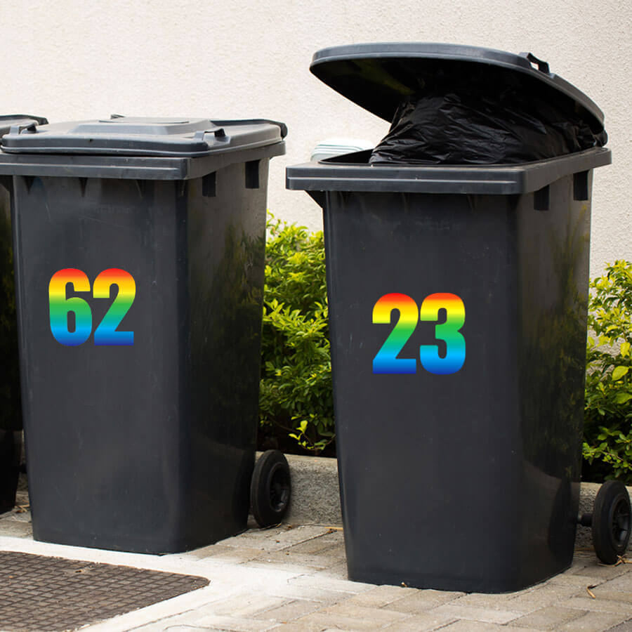 Trendy Rainbow Bin Number Stickers