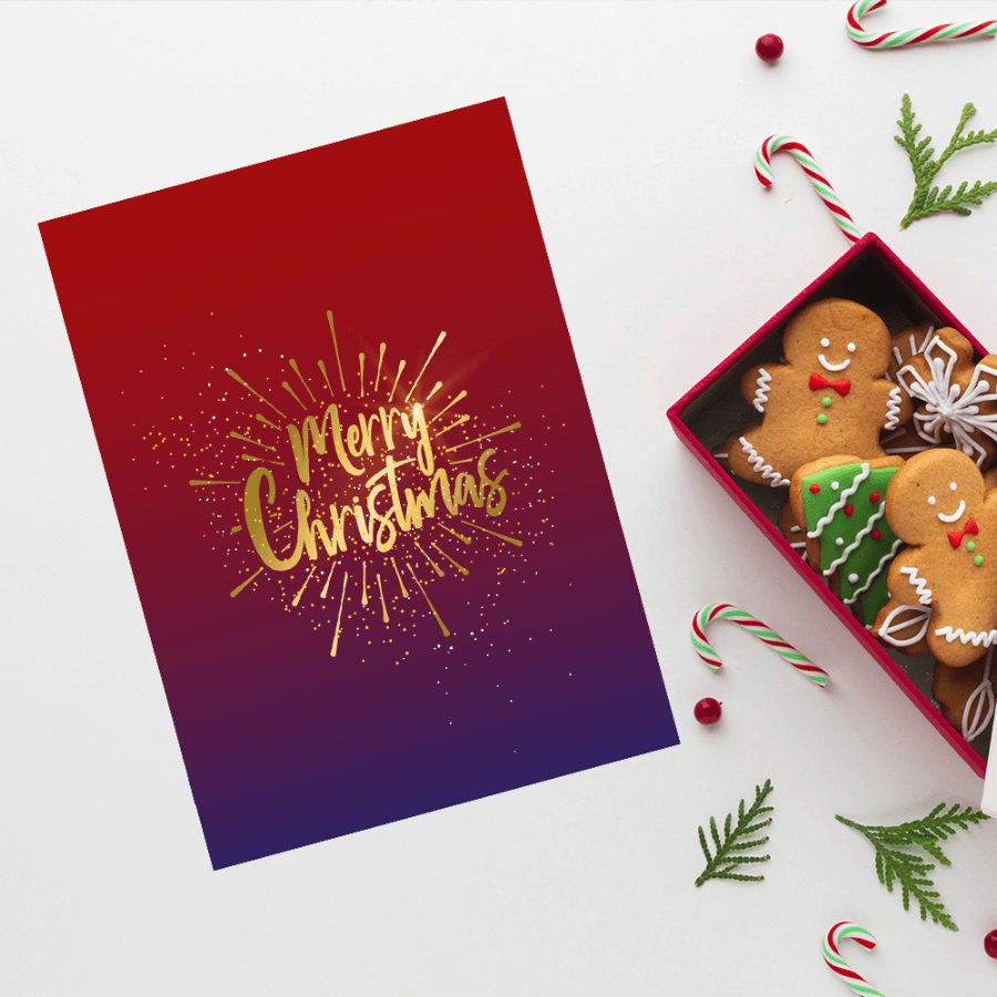 Cute Christmas Animals in Blue & Red – Festive Greeting Card