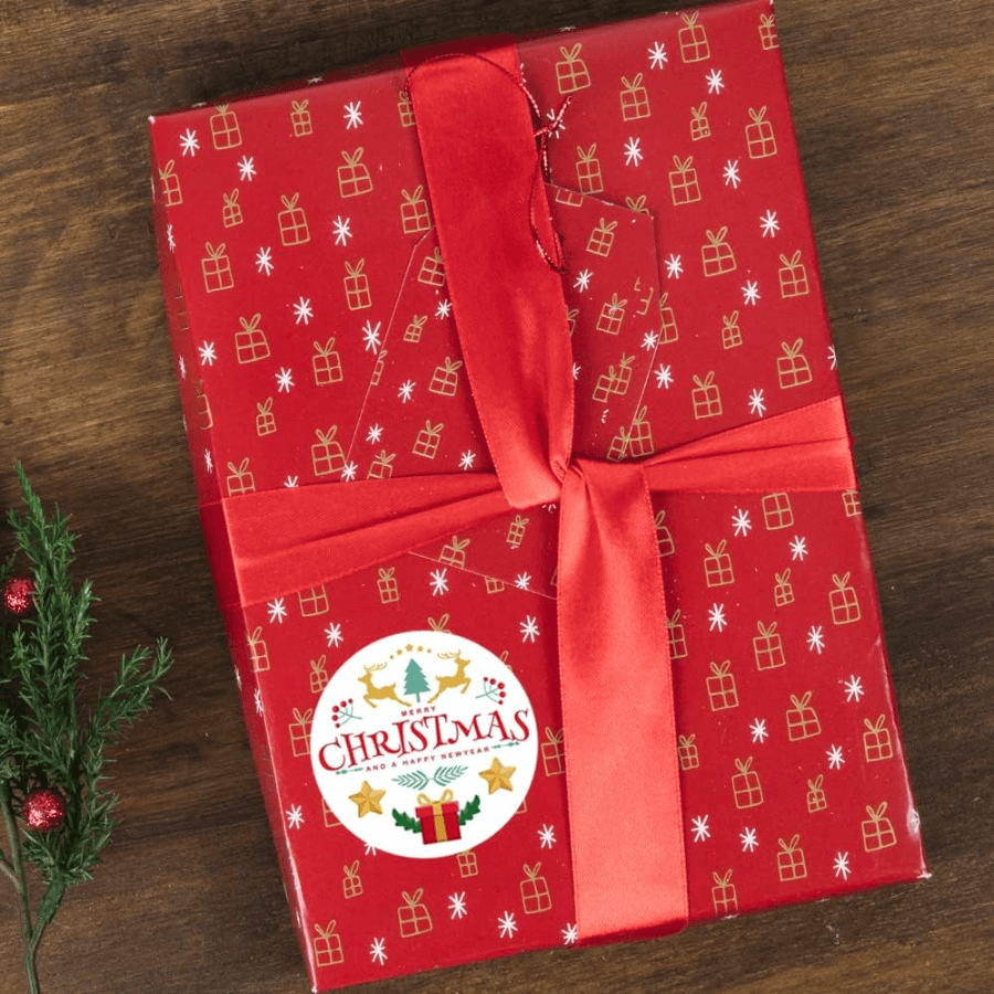 Christmas Gift Stickers - Round - Xmas Reindeer