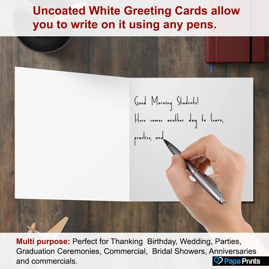 Plain White Uncoated Greeting Card with Envelopes
