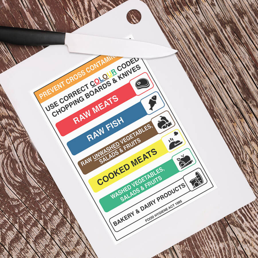 Color-Coded Chopping Board Sign Sticker