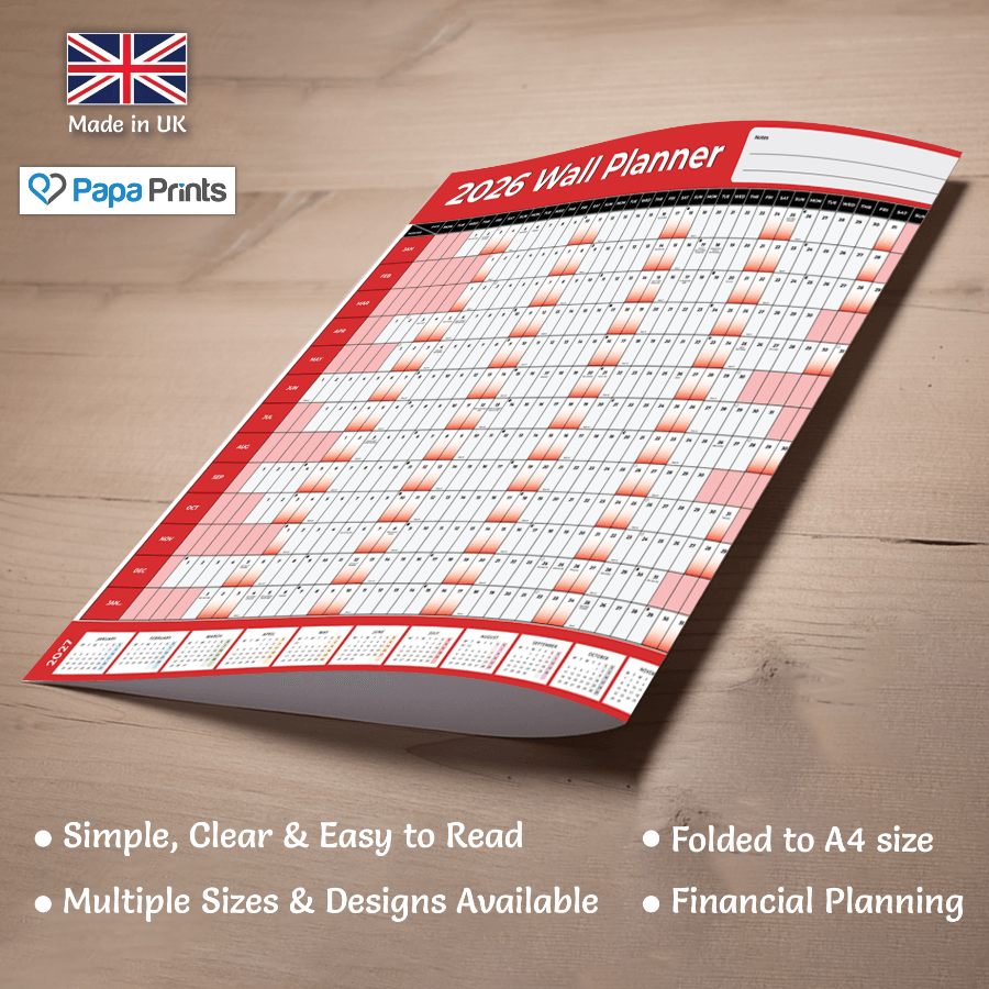 Wall Planner 2026 - A2 - Red