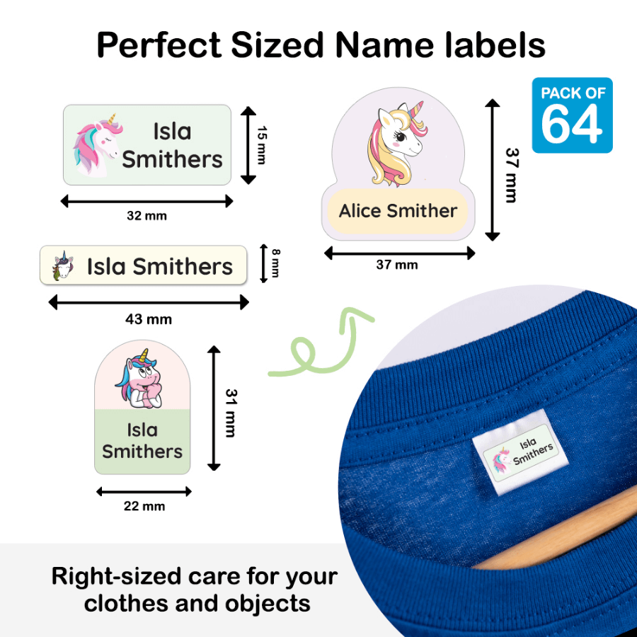 Kids stick on clothes name labels waterproof and durable