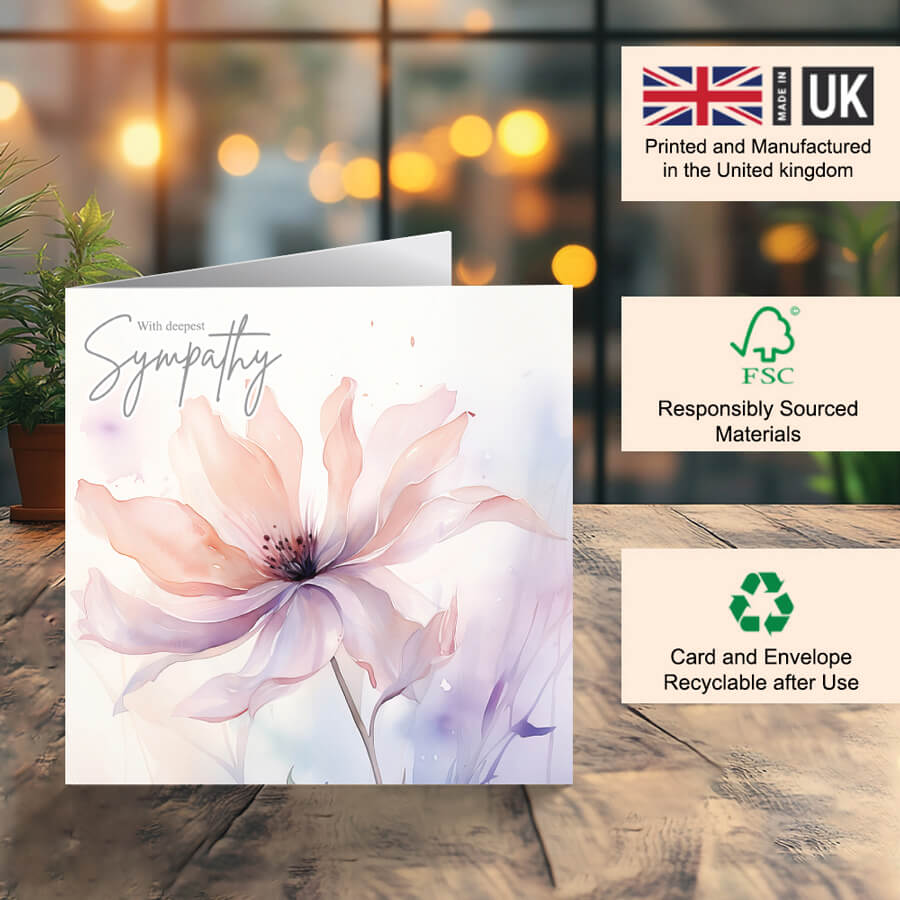 Blank Inside Sympathy Greeting Card – Sorry for Your Loss Card