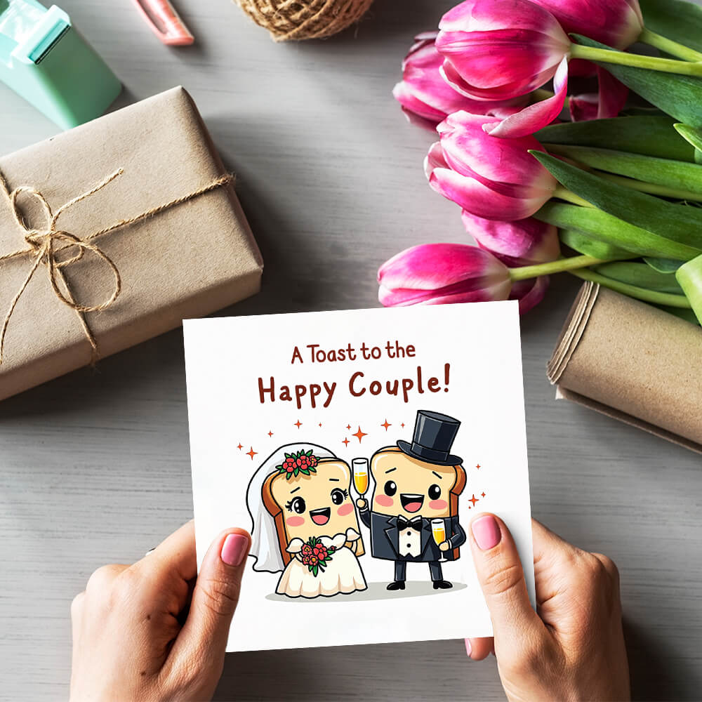 Toast to happy couple greeting card