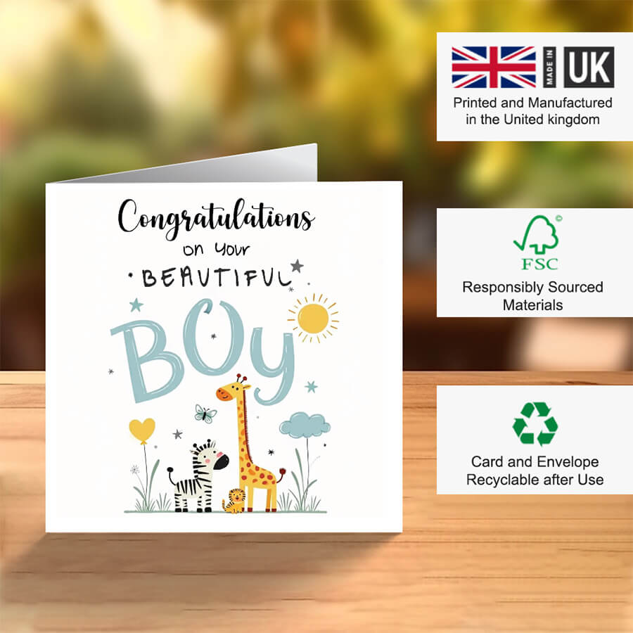 Cute congratulations card for baby boy