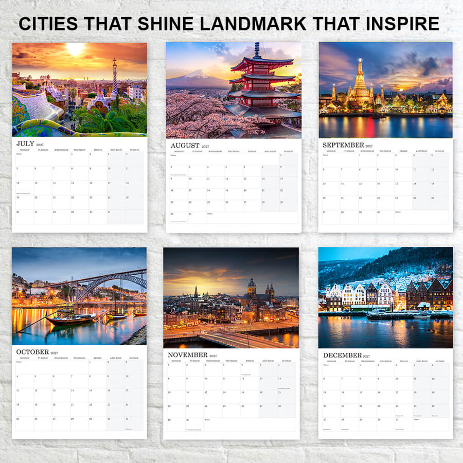 2027 World Cities Calendar - 12 Months - A3