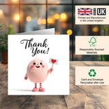 Elegant appreciation greeting card with envelope, UK style FSC certified thank you card