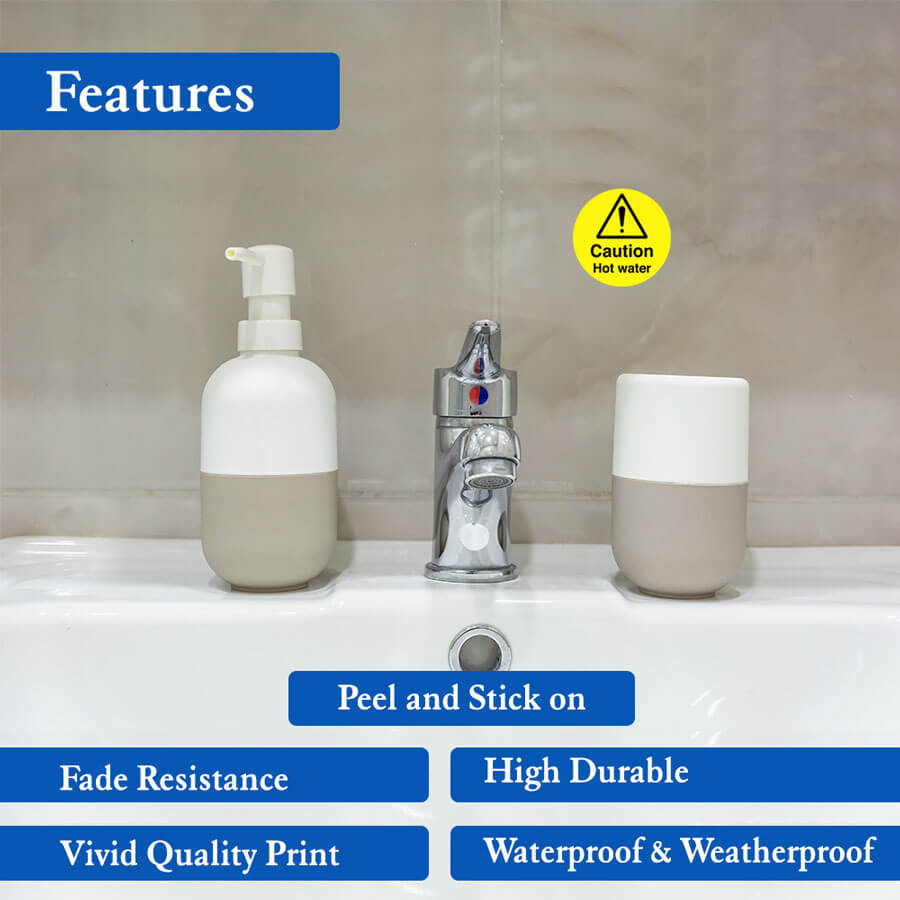 Caution Sign For Hot Water Sticker