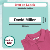 Pack of 120 Iron on label